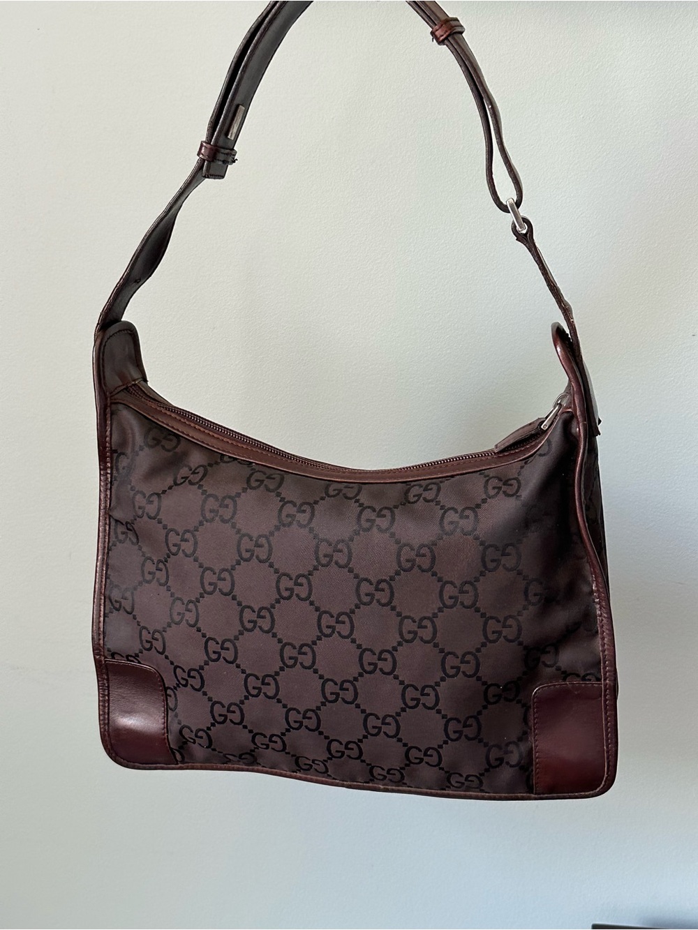Gucci Burgundy Brown GG Monogram Shoulder Bag